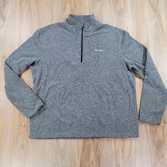 🔺️Eddie Bauer Gray Fleece 1/4 Zip Long Sleeve Sweatshirt Large - Picture 1 of 8